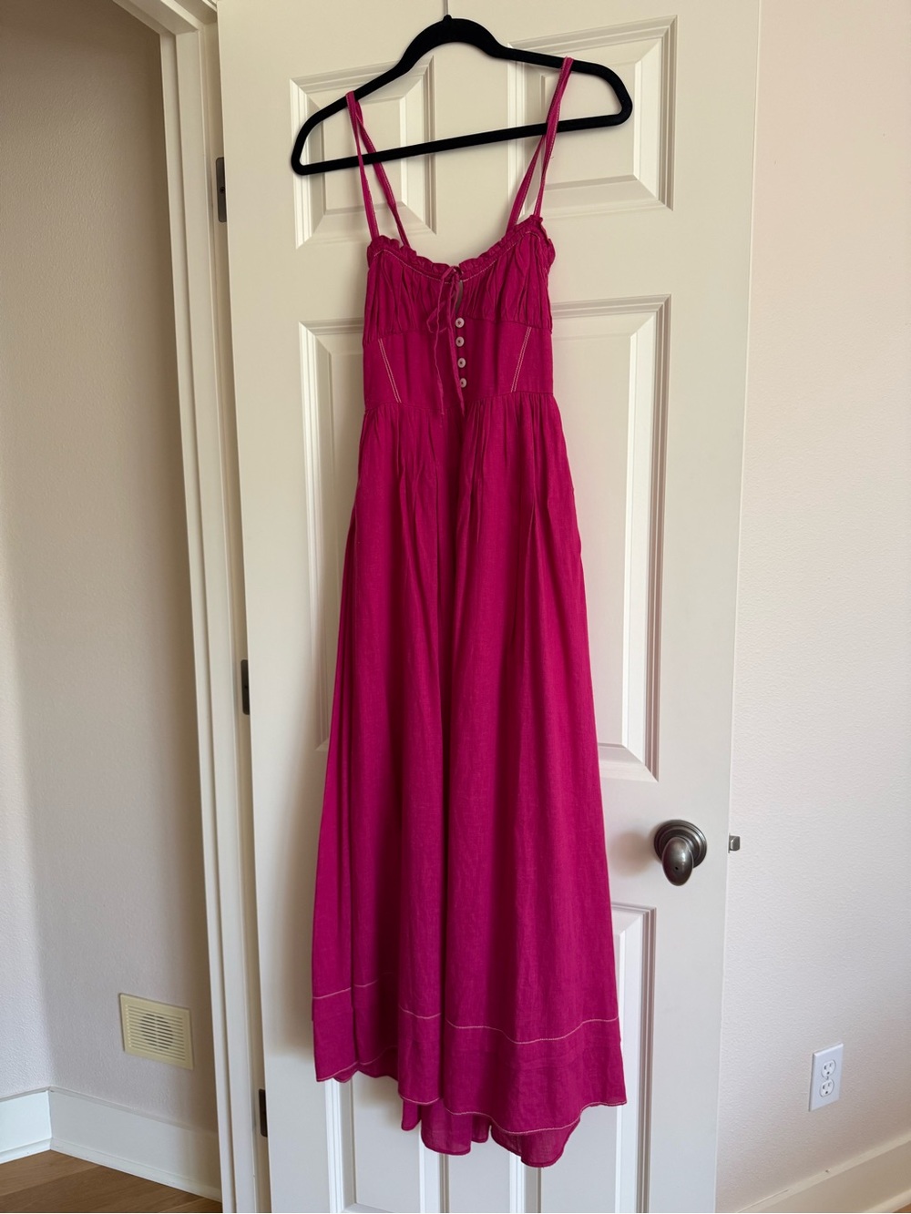 Urban Outfitters Hot Pink Midi Dress with Spaghetti Straps